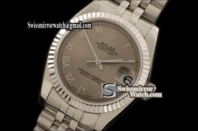 Midsize Rolex SS Jubilee Grey Roman Swiss Eta 2836-2 Replica Watches