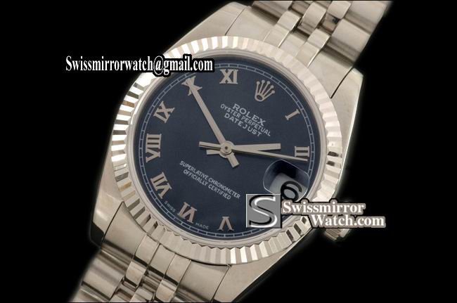 Midsize Rolex SS Jubilee Blue Roman Swiss Eta 2836-2 Replica Watches