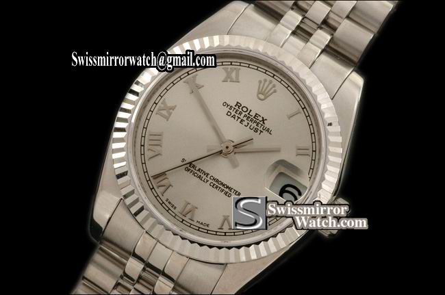 Midsize Rolex SS Jubilee Silver White Roman Swiss Eta 2836-2 Replica Watches