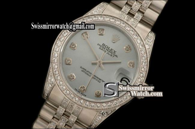 Midsize Rolex SS Jubilee Diam Bez/M-Link L-Blue Diam S-Eta 2836-2 Replica Watches