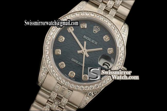 Midsize Rolex SS Jubilee Diam Bez/M-Link Blue Jub Diam S-Eta 2836 Replica Watches