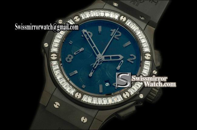 Hublot Big Bang "All Black" Ceramic/Sq Clear Diam Blk A-7750 Replica Watches