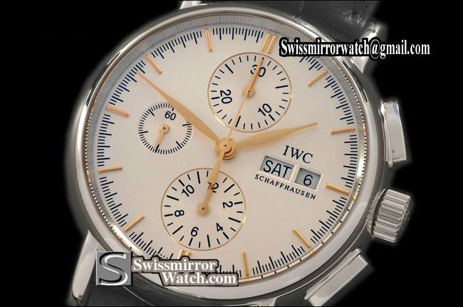 IWC Portofino Chronograph SS/LE Wht/YG A-7750 28800bph Replica Watches