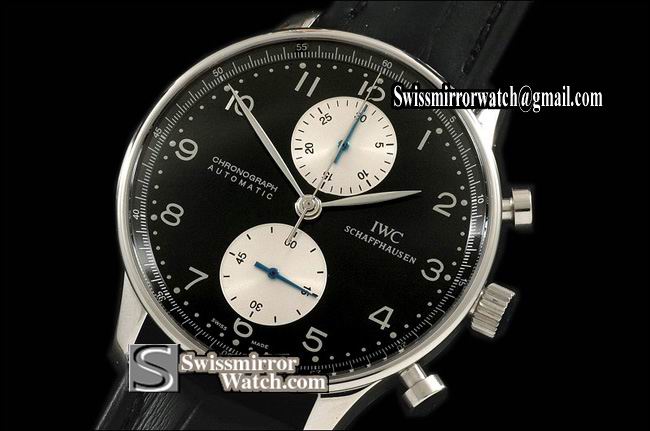 IWC Portuguese Chrono Auto SS Black/Panda Asia 7750 Replica Watches