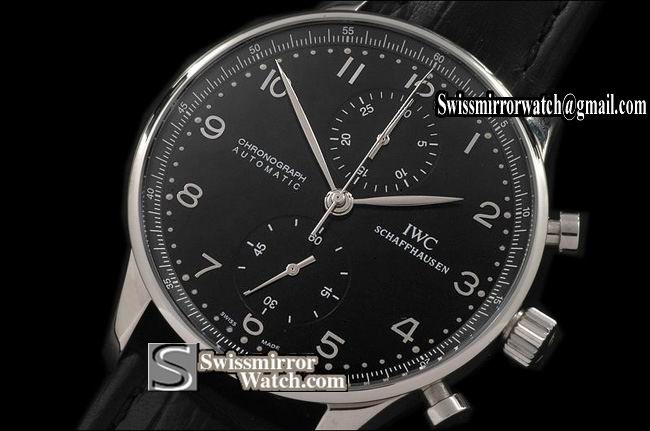 IWC Portuguese Chrono Auto SS Black Asia 7750 28800bph Replica Watches