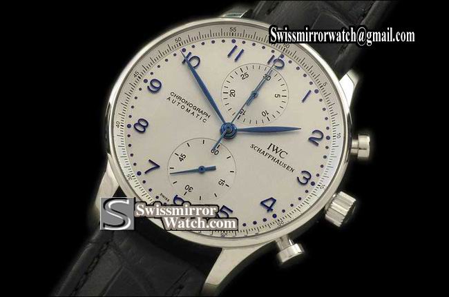 IWC Portuguese Chrono SS/LE Wht/Blue A-7750 Replica Watches