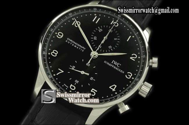 IWC Portuguese Chrono SS/LE Black A-7750 Replica Watches