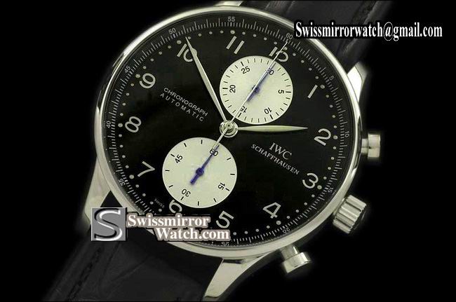IWC Portuguese Chrono SS/LE Blk/Wht A-7750 New Improved Replica Watches