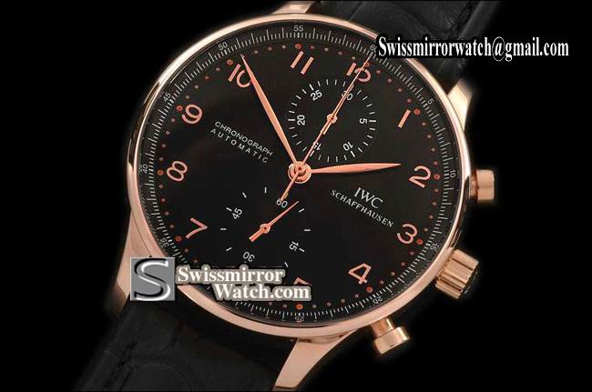 IWC Portuguese Chrono RG/LE Black A-7750 New Improved Replica Watches