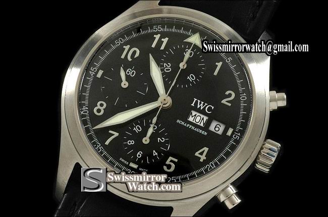 IWC Spitfire Chronograph SS Black Asia 7750 Chronos 28800bph Replica Watches