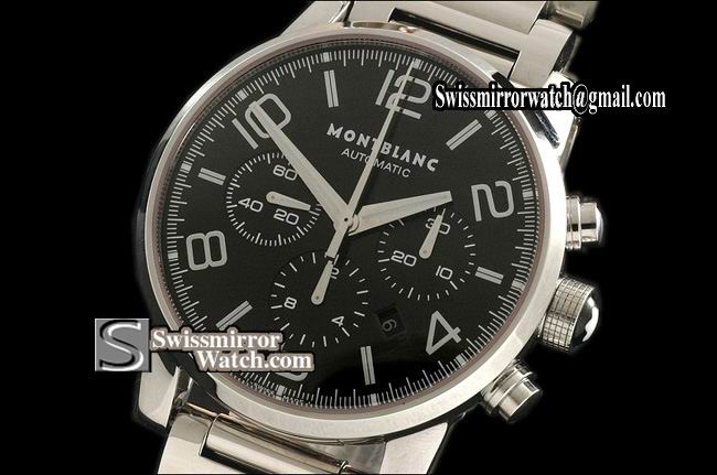 Mont Blanc Timewalker Chrono SS Black A-7750 Working Chronos 28800bph Replica Watches