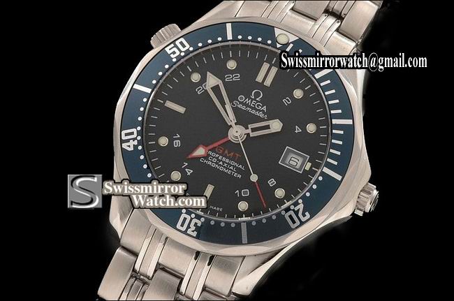 Omega Seamaster Professional GMT 007 Blue New Version Replica Watches