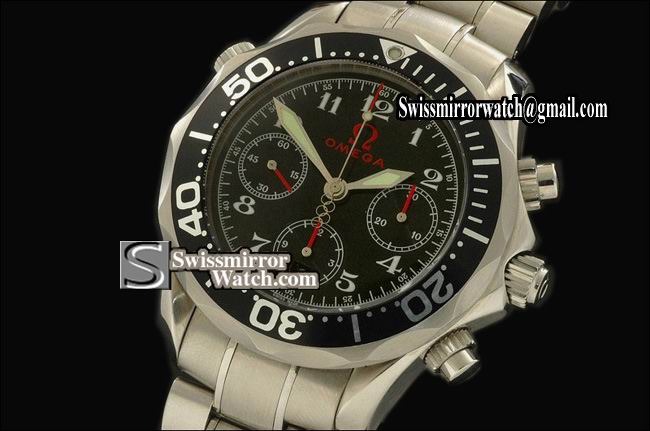Omega Seamaster Olympic Ed Chrono 2896.51.91 SS Black A-7750 28800bph Replica Watches