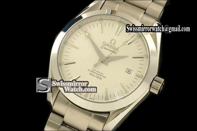 Omega Seamaster Aqua Terra Co-Axial Man SS White Silver Markers Eta 2892-2 Replica Watches
