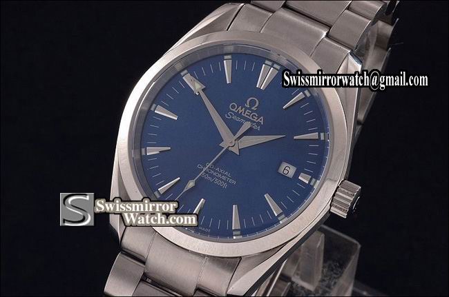 Omega Seamaster Aqua Terra Co-Axial Man SS Blue Silver Markers 2892-2 Replica Watches