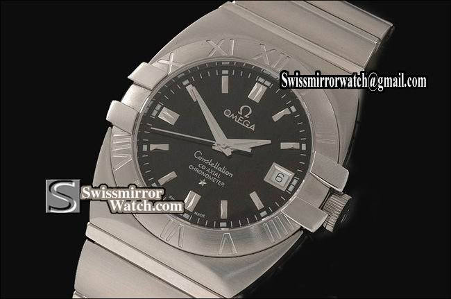 Omega Constellation Double Eagle Men SS Black Swiss Eta 2836-2 Replica Watches