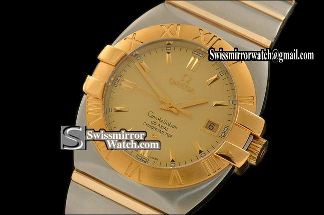 Omega Constellation Double Eagle Men TT Gold Swiss Eta 2836-2 Replica Watches