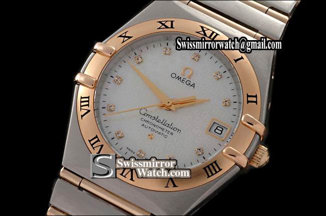 Omega Constellation 18K Wrapped TT Men Roman Bezel Insignia Diamond Eta 2836 Replica Watches
