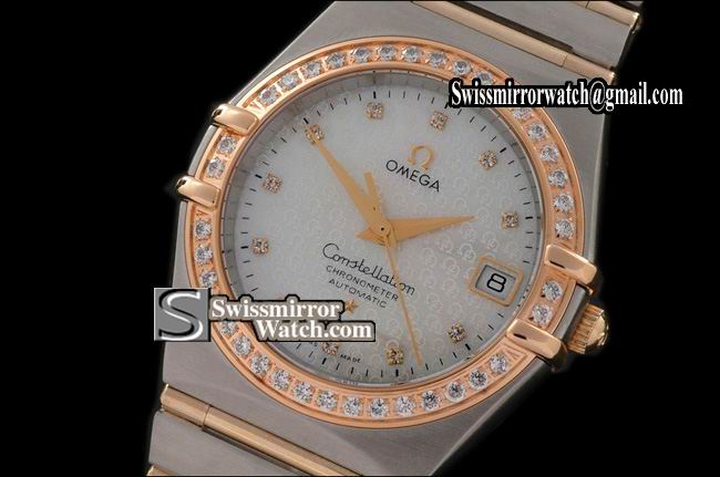 Omega Constellation 18K Wrapped TT Men Diam Bezel Insignia Diamond Eta 2836 Replica Watches