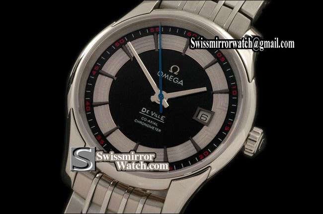 Omega De Ville Hour Vision "See Thru Case" SS/SS Blk Swiss Eta 2836-2 Replica Watches