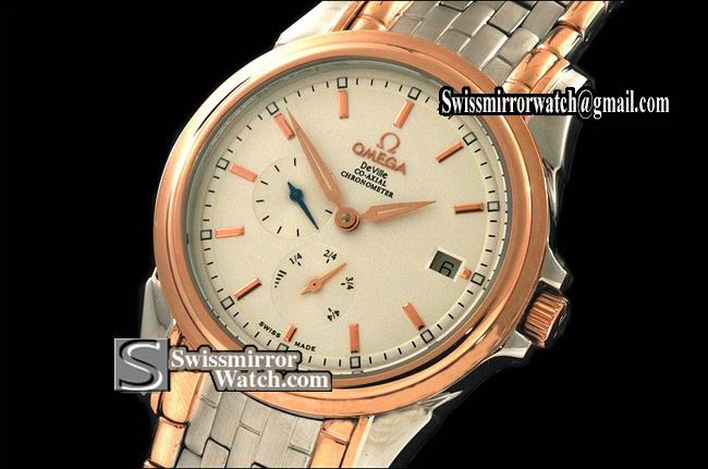 Omega De Ville Two-tone SS/RG Res D'Marche White Swiss Eta 2824-2 Replica Watches
