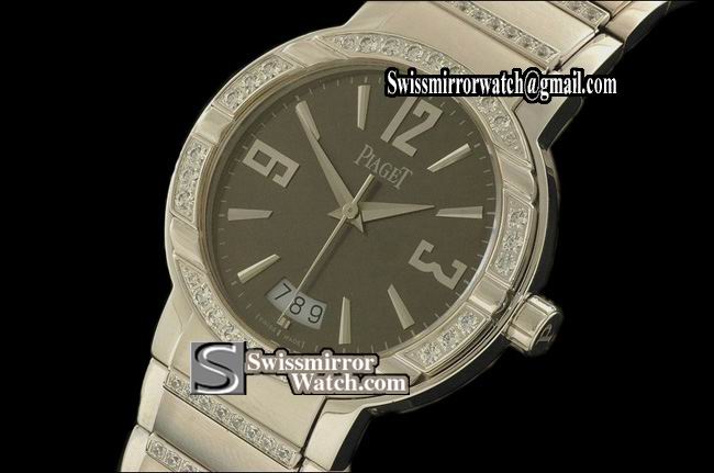 Piaget Polo Mens SS/Diamonds Grey Swiss Eta 2824-2 Replica Watches