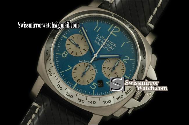 Panerai Luminor Pam 168 40mm Regetta Chrono SS/LE Blue Asia 7750 Replica Watches