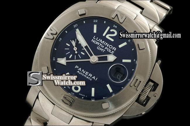 Panerai Luminor Submersible Pam 252 N-Pole SS GMT Asia 7750 28800bph Functional GMT Replica Watches