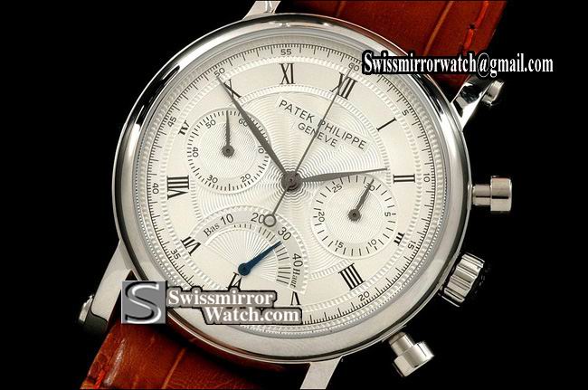 Patek philippe SS Chronograph w/Power Reserve White Working M/Chronos Replica Watches