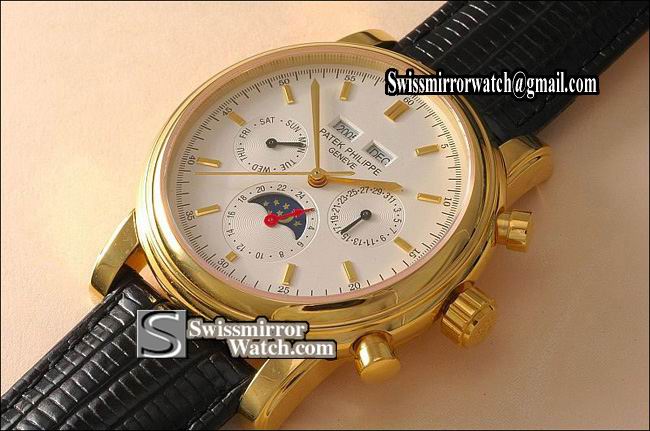 Patek philippe Perpetual Calender YG White In Swiss Eta 2836-2 Replica Watches