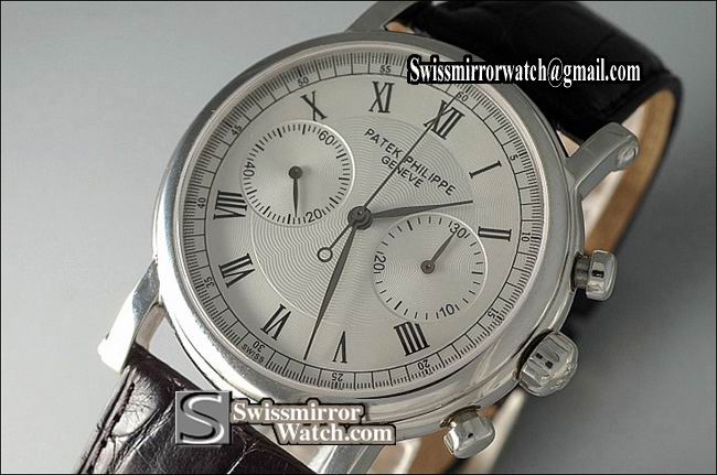 Patek philippe Classic Chronograph SS White Working Chronos Replica Watches