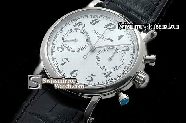 Patek philippe Classic Chronograph SS White Working Chronos Replica Watches