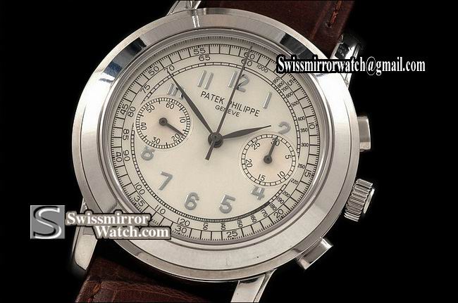 Patek philippe Classic 5070 Chronograph SS Cream Working Chronos Replica Watches