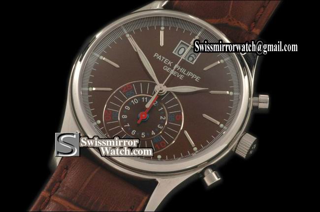 Patek philippe 5960P Complicated Chronograph SS/LE Brown Swiss Quartz Replica Watches