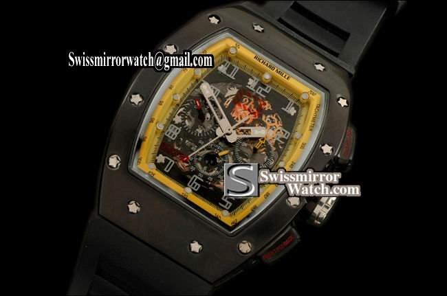 Richard Mille RM011 Philippe Massa PVD/Yellow Asia 2813 21J Replica Watches