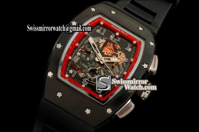Richard Mille RM011 Philippe Massa PVD/Red Asia 2813 21J Replica Watches
