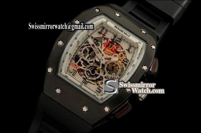 Richard Mille RM011 Philippe Massa PVD/White Asia 2813 21J Replica Watches