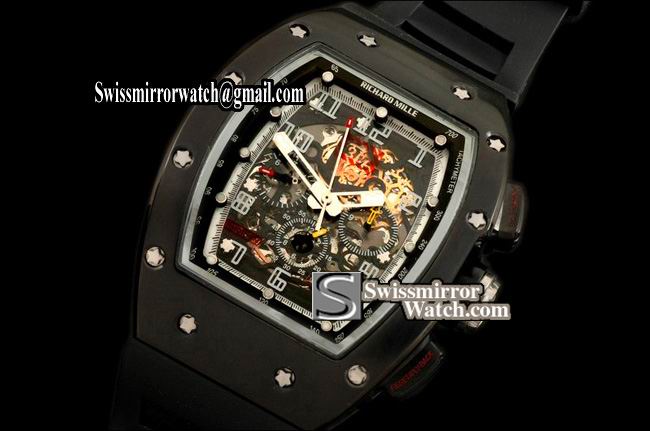 Richard Mille RM011 Philippe Massa PVD/Black Asia 2813 21J Replica Watches