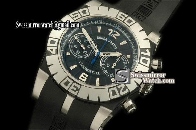 Roger Dubuis Chronoexcel SS/RU/Blk Black Manual HW Chrono Replica Watches