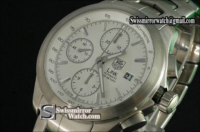 Tag Heuer Link Chronograph SS White, Working Chronograph Replica Watches