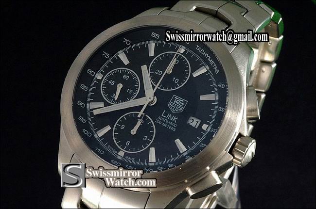 Tag Heuer Link Chronograph SS Black, Working Chronograph Replica Watches