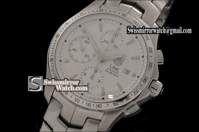 Men Tag Heuer Link Chronograph SS White, Working Chronograph Replica Watches