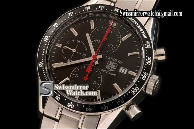 Tag Heuer Carrera Racing Chronograph SS Black Swiss 7750 28800bph Replica Watches