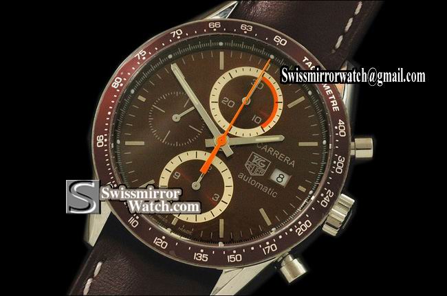 Tag Heuer Carrera Automatic Chronograph SS/LE Brown A-7750 28800bph Replica Watches