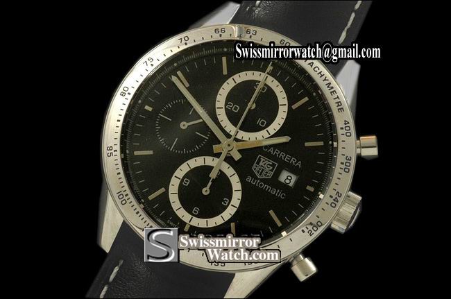 Tag Heuer Carrera Automatic Chronograph SS/LE Black A-7750 28800bph Replica Watches