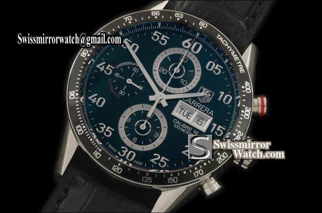Tag Heuer Carrera 43mm Chrono SS/LE Blk A-7750 28800bph Replica Watches