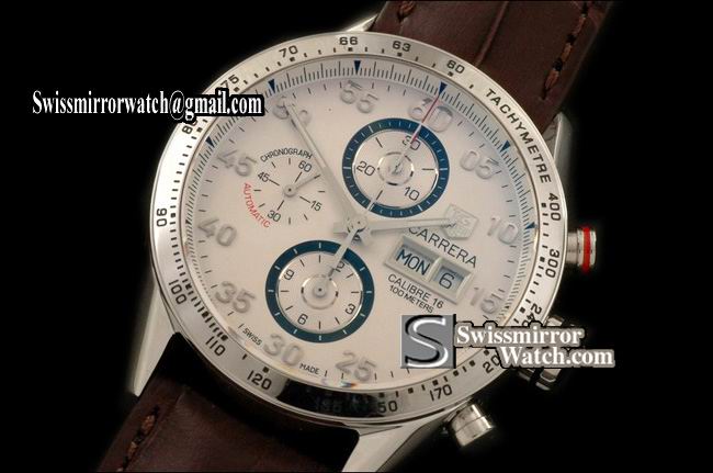 Tag Heuer Carrera 43mm Chrono SS/LE Wht A-7750 28800bph Replica Watches