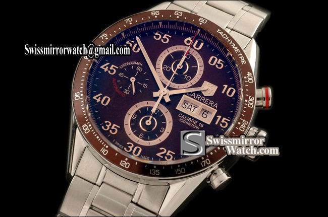 Tag Heuer Carrera 43mm Chrono SS/SS Brown A-7750 28800bph Replica Watches