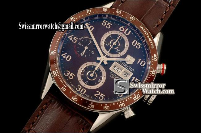 Tag Heuer Carrera 43mm Chrono SS/LE Brown A-7750 28800bph Replica Watches