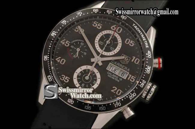 Tag Heuer Carrera 2008 Automatic Chrono SS/LE Black A-7750 28800bph Replica Watches